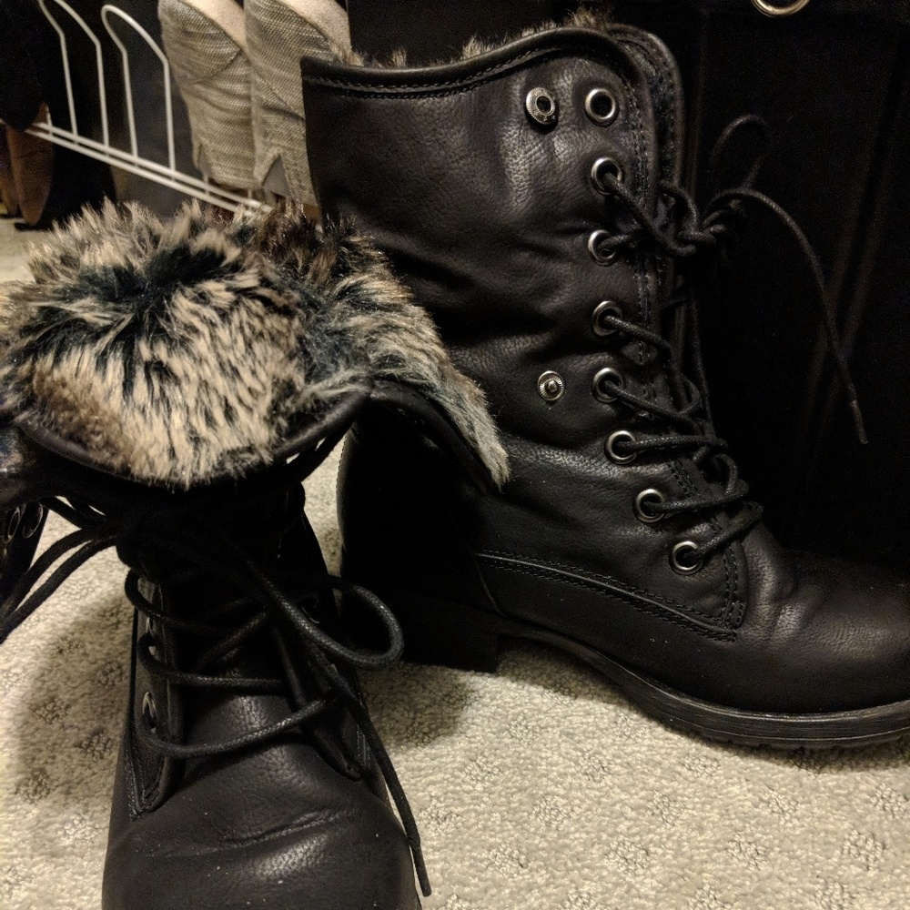 Steve Madden Black Combat Boots